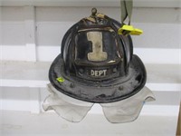 ANTIQUE LEATHER FIRE HELMET W/FRONT SHIELD