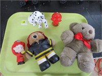 FLAT OF PLUSH FIRE DEPARTMENT TOYS