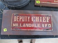 PLAQUED DEPUTY CHIEF HILLANDALE VFD LICENSE PLATE