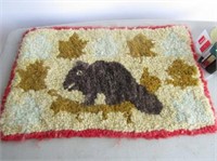 Small Hooked Rug With Beaver 20"x13