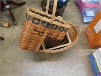 COLLECTION OF BASKETS, LAUNDRY, STAIR