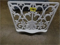 WHITE CAST IRON COOK BOOK HOLDER