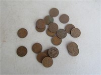 20 Pieces 1920's & 30's 1 Cent Coins