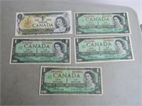 4 1867-1967 & 1 1973 $1.00 Notes