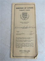 Dominion Of Canada Thrift Card Stamps Dated 1924