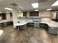 Five Person Work Station w/File Cabinets,