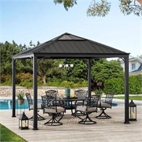 10 ft. x 10 ft. Black Gazebo with Steel Roof Top