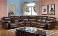 Contemporary Leather Air Fabric Reclining Sectionl