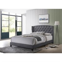QUEEN Deep Tufted Nailhead Bed in Gray Finish