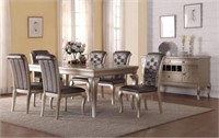 7 Pc Silver Wood Dining Table Set