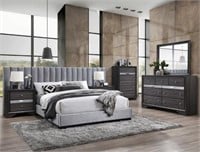 Fully Upholstered Grey King Wall Bed