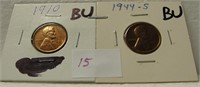 1910 & 1944-S BU LINCOLN WHEAT CENTS