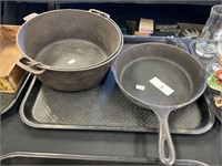 Cast Iron Pan and Boiler Pot.