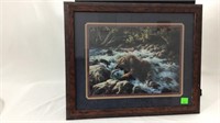 Framed print of bear with fish