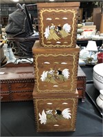 3 Antique Inlaid wooden shaker boxes.