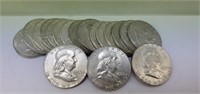 Roll Uncirculated 1963 Franklin Silver Halves (20)
