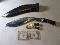 16" Foreign Knife w/ Sheath Embossed End Vintage