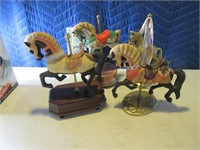 Lot (4) Carousel Horses Brass~Porcelain Collectibl
