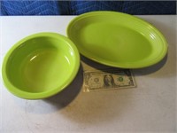 2pcs LimeGreen FIESTA WARE Platter & Bowl