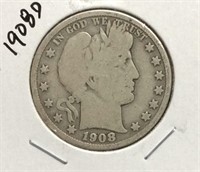 1908-D Barber Half Dollar Coin