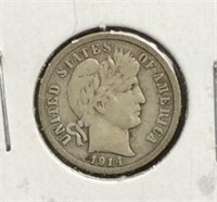 1914 Barber Dime Coin