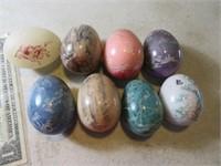 Lot (8) Stone~Rock Eggs Decor Engraved
