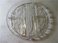 Embossed Glass 10" Appetizer~Vege Divider Plate