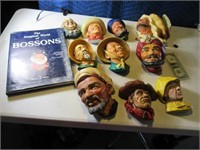 Lot (10) Bosson Like Chalk Heads & Book AS IS