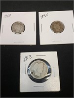 (1) Barber Quarter And (2) Dimes 90% Silver