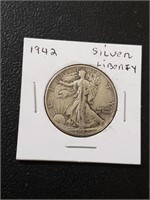 1942 Walking Liberty  Half Dollar 90% Silver