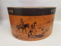 Vtg Stetson Hat Box Cowboy Round Up & Branding