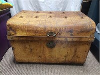 Antique All Metal Carriage Trunk