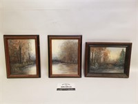 3 Wisener Oil On Canvas Signed Forest Pond