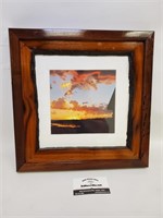 Rustic Wood Framed Sunset Clouds Picture 14.26x14