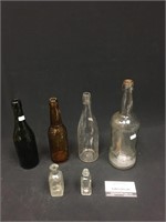 (6) Decorative Glass Bottles