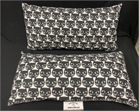 (2) New Cat Print Pillows 22" Long Black and White
