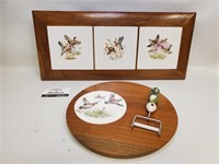 Wildlife Birds Wood Platter Cheese Board & Cutter