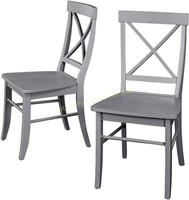 Traditional Wood Dining Chair Gray 2 Count