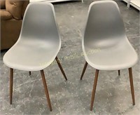 2 Ct Grey Chairs with Brown Legs *