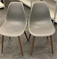 2 Ct Grey Chairs with Brown Legs *
