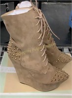 Light Brown Boot Wedges Size 8.5