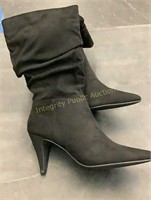 Black Microfiber Boots With Heel Size 6.5