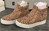 Leopard Wedge Sneakers Size 6.5