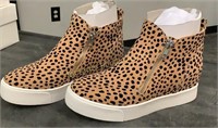 Leopard Wedge Sneakers Size 8.5