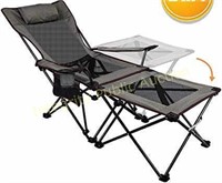 Camping Lounge Chair With Side Table Khaki With
