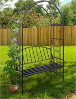 Kinbor Outdoor Metal Garden Arch With Seat Bench