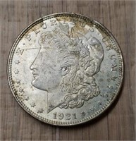 1921-P Morgan Dollar: AU/BU Toning