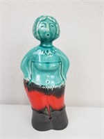 Women Clay Figurine Blue, Red, Black 10" tall