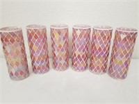 Set of 6 Cranberry Crackled Glass Cups