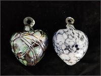 Pair of Hand Blown Heart Shaped Glass Ornament